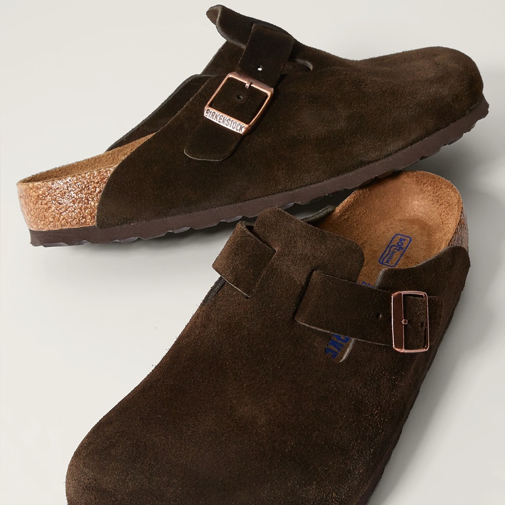 Brown Suede Boston Birkenstock Size 37 Regular Width